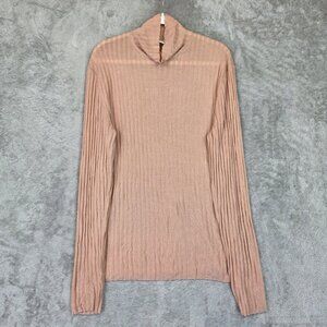 COS Sweater Womens Medium Beige Ribbed Turtleneck Lyocell Wool Long Sleeve Top
